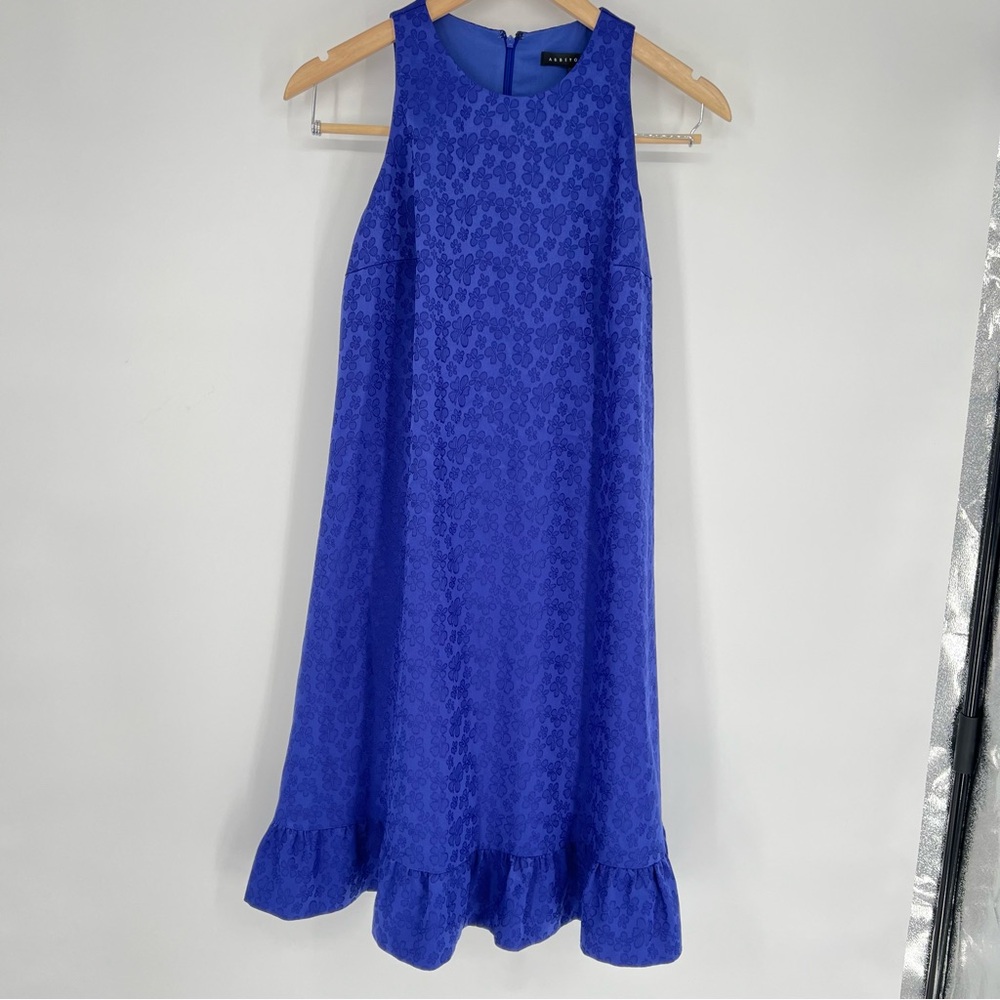 NWT Abbey Glass Lydia Dress Sleeveless Trapeze Jacquard Swing Electric Blue S - Picture 16 of 16